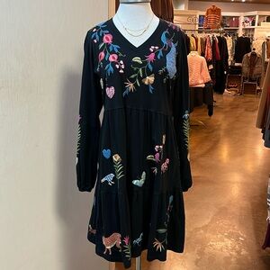 Johnny Was Embroidered Black Dress J30724-1